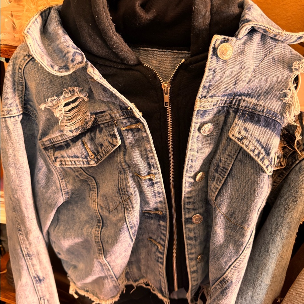 Thrill Light Blue Distressed Jean Jacket